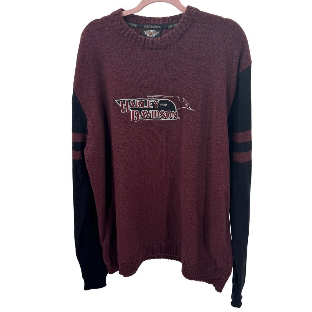 Vintage Harley-Davidson Lambswool Burgundy Sweater Mens Size XL
